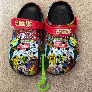 CROCS Avengers Comic Print Clog with Red Strap
